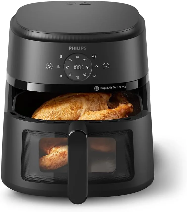PHILIPS ▫️ Airfryer Série 2000 – Fritadeira Clássica de 6,2 L com janela, tecnologia RapidAir, 13 modos de cozedura, 90% menos gordura, limpeza fácil, ecrã tátil, poupança de energia (NA230/00)