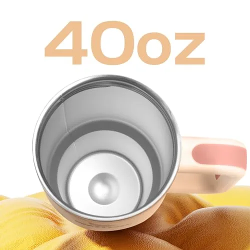 WALLFID ▫️ Copo térmico de 40 oz em aço inoxidável com isolamento a vácuo, tampa, 3 palhinhas e 1 escova para palhinhas, para bebidas quentes/frias, ideal para café, chá, batidos e muito mais (rosa) 3