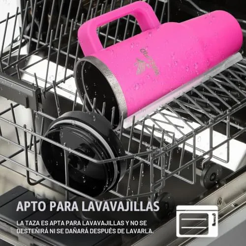 WALLFID ▫️ Copo térmico de 40 oz em aço inoxidável com isolamento a vácuo, tampa, 3 palhinhas e 1 escova para palhinhas, para bebidas quentes/frias, ideal para café, chá, batidos e muito mais (rosa) 4