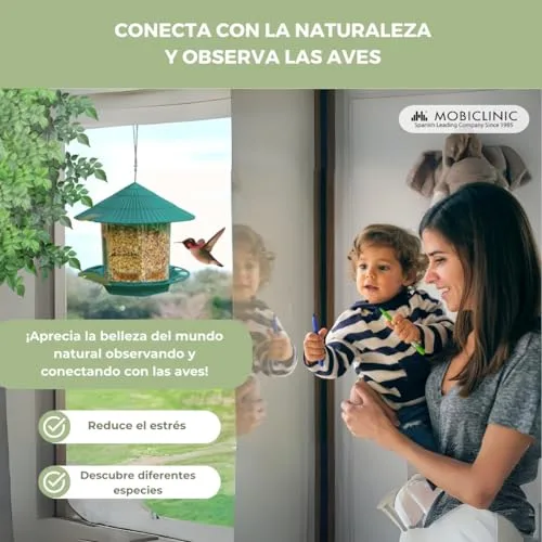 Mobiclinic ▫️ ®, Comedouro suspenso para pássaros, para exterior, capacidade de 1,2 L, varanda e jardim, educação ao ar livre, bico, alimentação de aves, elemento decorativo 4