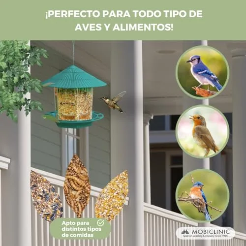 Mobiclinic ▫️ ®, Comedouro suspenso para pássaros, para exterior, capacidade de 1,2 L, varanda e jardim, educação ao ar livre, bico, alimentação de aves, elemento decorativo 7