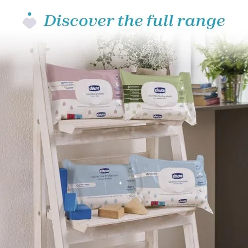 Chicco ▫️ Toalhitas multiusos para bebés com clipe - sem álcool, perfumadas, adequadas para peles sensíveis - Megapack de 864 unidades, 12 embalagens de 72 unidades cada 7