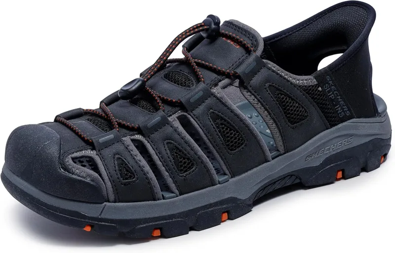 Skechers ▫️ Slip-ins Tresmen - Norvick Marron Sandálias de pescador de biqueira fechada sem cordões para homem
