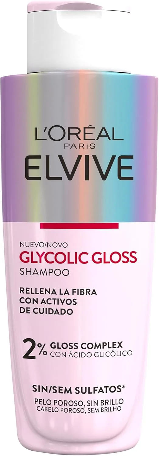 L'Oreal Paris ▫️ L'Oréal Paris ELVIVE Glycolic Gloss Pack Champô sem Sulfato para Todos os Tipos de Cabelo