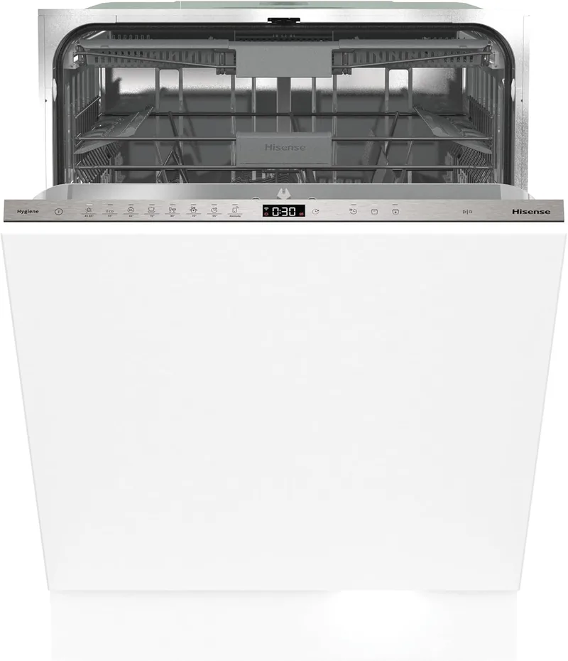 Hisense ▫️ HV673B60 - Máquina de lavar louça de 60 cm, para encastrar, Classe B, CAPACIDADE 16, Conectividade Wi-Fi, 3 níveis de lavagem, Entrada de água quente, Lavagem rápida de 15', para encastrar