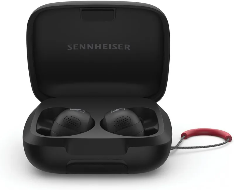 Sennheiser ▫️ Auscultadores Momentum Sport com ajuste de som desportivo e ANC adaptativo, ajuste seguro, 24 horas de autonomia da bateria - Preto