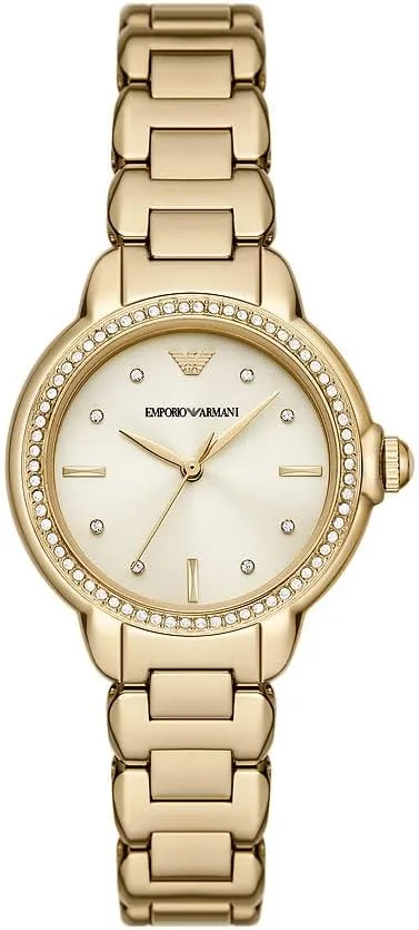 Relógio Emporio Armani para mulher, movimento de quartzo trifuncional e caixa de 32 mm com bracelete em aço, pele ou silicone