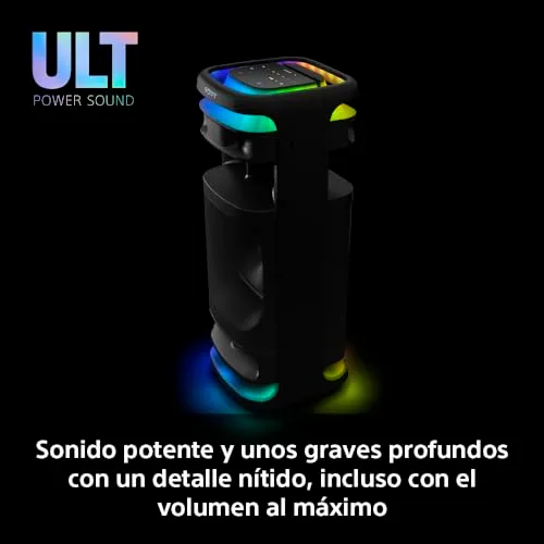Sony ▫️ ULT TOWER 10, coluna Bluetooth para festas com ULT POWER SOUND e Deep Bass, altifalantes X-Balanced, iluminação LED 360°, funções para festas, microfone sem fios, portátil, rodas giratórias 3