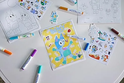 CRAYOLA ▫️ Color Wonder, Conjunto de Presente Bluey que Não Mancha, Conteúdo Rico com Canetas de Cor, Páginas para Colorir, Autocolantes e Mais, a partir dos 3 anos, 75-7171 7