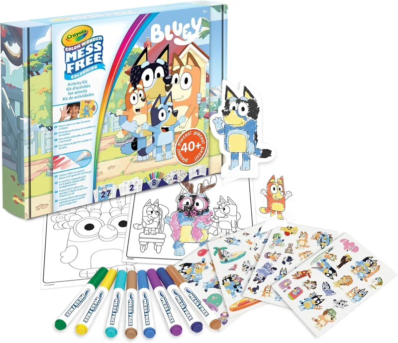CRAYOLA ▫️ Color Wonder, Conjunto de Presente Bluey que Não Mancha, Conteúdo Rico com Canetas de Cor, Páginas para Colorir, Autocolantes e Mais, a partir dos 3 anos, 75-7171