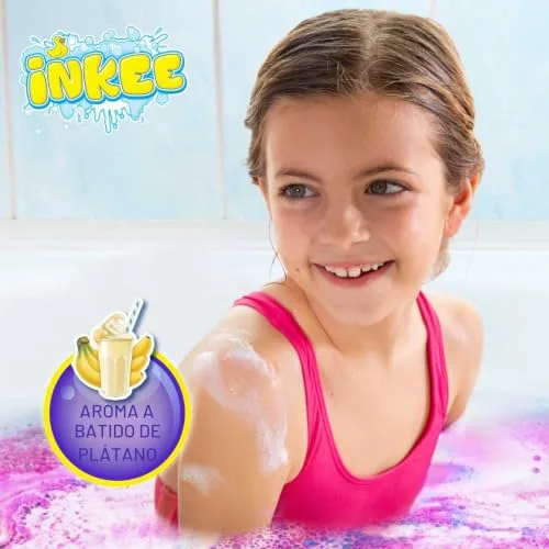 INKEE ▫️ Bath Dust Galupy Mermaid, 16 saquetas de pó de sereia para a banheira, sais de banho com efeito crepitante e aroma a batido de banana. 4
