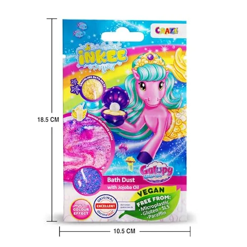 INKEE ▫️ Bath Dust Galupy Mermaid, 16 saquetas de pó de sereia para a banheira, sais de banho com efeito crepitante e aroma a batido de banana. 5