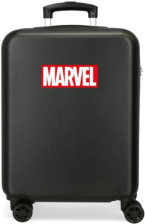 Disney ▫️ Joumma Marvel Logo Mala de Cabine Preta 38x55x20 cm Rígida em ABS Fecho com combinação lateral 35 L 2 kg 4 rodas duplas Bagagem de mão