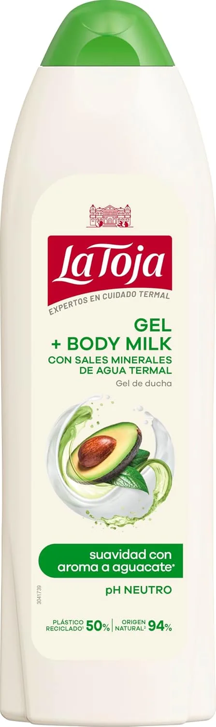 La Toja ▫️ Gel de Banho e Leite Corporal de Abacate, Pele Radiante, Suave e Saudável, Cuida Intensamente da Pele 4050 G, 600 ml
