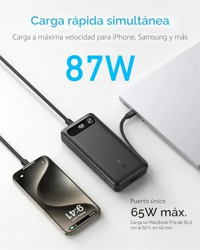 Anker ▫️ Power Bank de 20 000 mAh e 87 W com cabo USB-C integrado 2