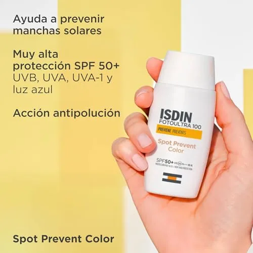 ISDIN ▫️ Fotoultra 100 Fotoultra Spot Prevent Color FPS 50+ Protetor solar facial com cor que ajuda a prevenir manchas solares, com elevada proteção UVB/UVA; protege, previne e uniformiza o tom da pele - 50 ml 4