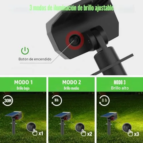 LOTMOS ▫️ Luzes Solares LED para Exterior 72 LED/7 Unidades/3000K - Lâmpada Solar Impermeável IP67 para Jardim, Pátio, Caminhos, Terraço, Solário, Entrada, Piscina, Relvado, Pista 2