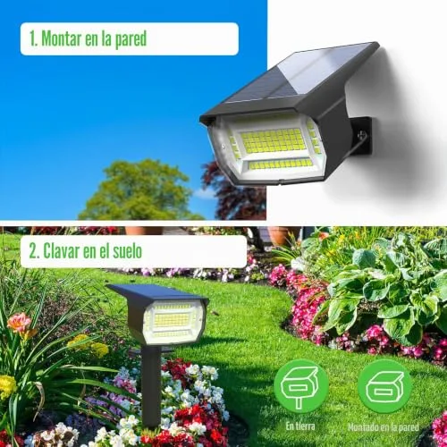 LOTMOS ▫️ Luzes Solares LED para Exterior 72 LED/7 Unidades/3000K - Lâmpada Solar Impermeável IP67 para Jardim, Pátio, Caminhos, Terraço, Solário, Entrada, Piscina, Relvado, Pista 4