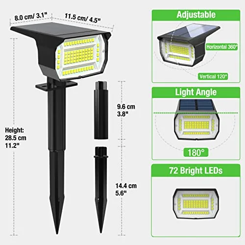 LOTMOS ▫️ Luzes Solares LED para Exterior 72 LED/7 Unidades/3000K - Lâmpada Solar Impermeável IP67 para Jardim, Pátio, Caminhos, Terraço, Solário, Entrada, Piscina, Relvado, Pista 6