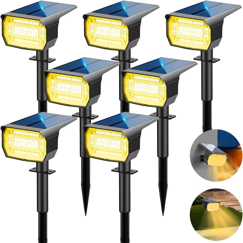 LOTMOS ▫️ Luzes Solares LED para Exterior 72 LED/7 Unidades/3000K - Lâmpada Solar Impermeável IP67 para Jardim, Pátio, Caminhos, Terraço, Solário, Entrada, Piscina, Relvado, Pista