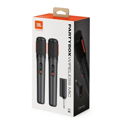 JBL ▫️ PartyBox JBLPBWIRELESSMIC - Conjunto de microfones sem fios digitais, dinâmicos e unidirecionais, distância efetiva até 30 m, cor preta 5