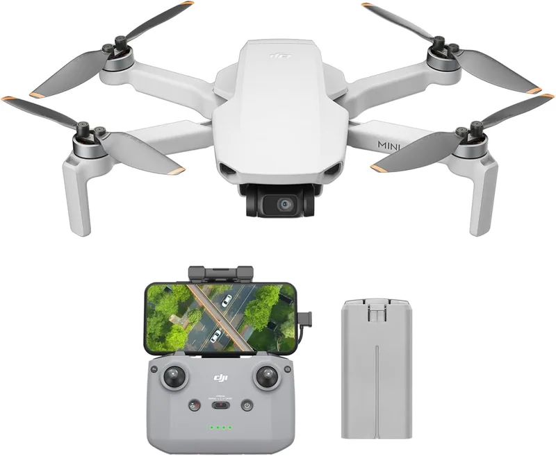 DJI ▫️ Mini 4K, drone com câmara 4K UHD para adultos, menos de 249g, estabilização de 3 eixos, transmissão de vídeo a 10 km, retorno automático, 1 bateria para um tempo de voo máximo de 31 min.