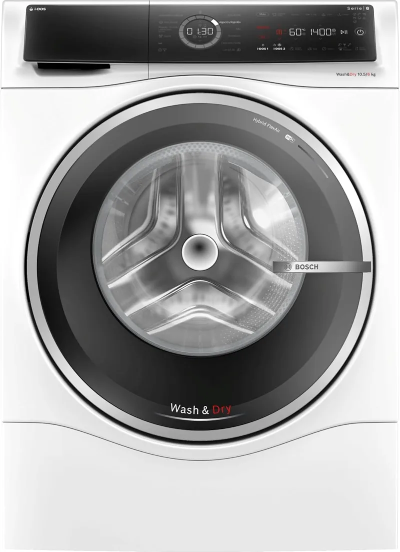 Balay ▫️ Máquina de lavar e secar roupa Bosch, 10,5/6 kg, Série 8, dosagem automática, silenciosa, Home Connect, AutoDry, branca, WNC254A0ES