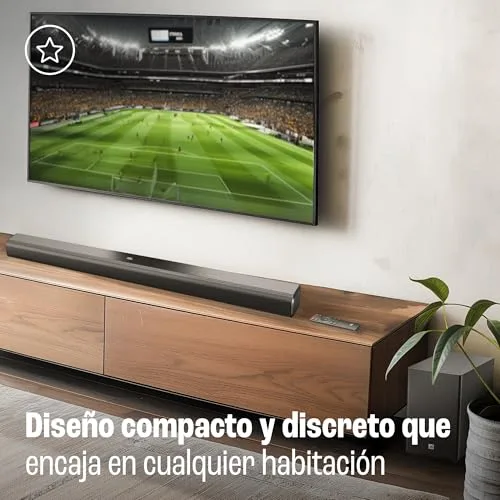 JBL ▫️ Cinema SB 550 Barra de som de 3.1 canais com subwoofer integrado de 130 cm para graves profundos e 250 watts de potência Dolby Audio para uma experiência auditiva de qualidade, preto 3