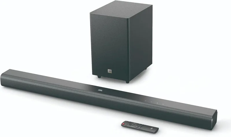 JBL ▫️ Cinema SB 550 Barra de som de 3.1 canais com subwoofer integrado de 130 cm para graves profundos e 250 watts de potência Dolby Audio para uma experiência auditiva de qualidade, preto
