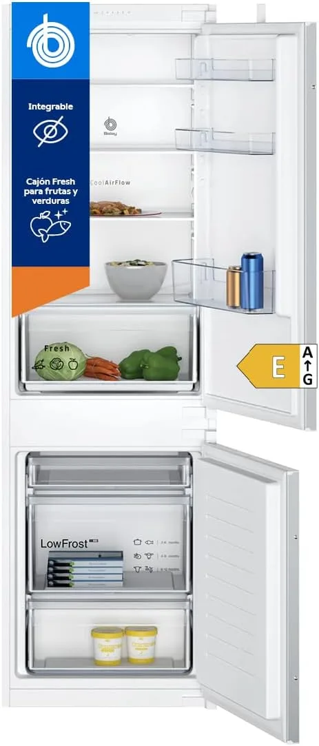 Balay ▫️ Frigorífico combinado, para encastrar, porta deslizante, 267 litros, gaveta Fresh, gaveta Big Box, 3KIE711S