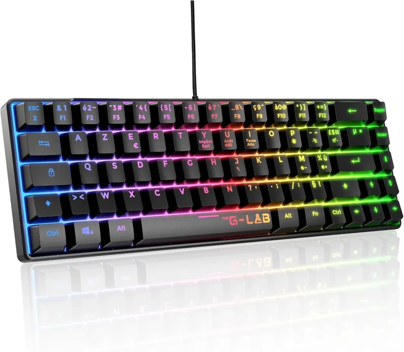 The G-Lab ▫️ O G-Lab Keyz Hydrogen - Teclado Gaming Qwert - Inclui Ñ - Teclado Gaming Semi-mecânico - Teclado Gamer 60%, retroiluminado Multicolor - Mini Teclado Gamer Silencioso, para PC,PS4,PS5