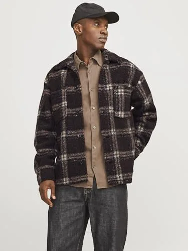 JACK & JONES ▫️ Camisola de homem com botões e gola, com padrão xadrez Teddy. 2