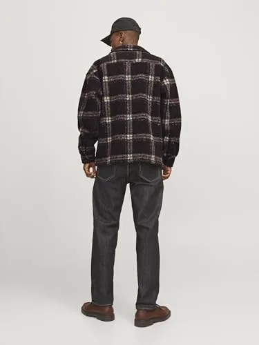 JACK & JONES ▫️ Camisola de homem com botões e gola, com padrão xadrez Teddy. 4