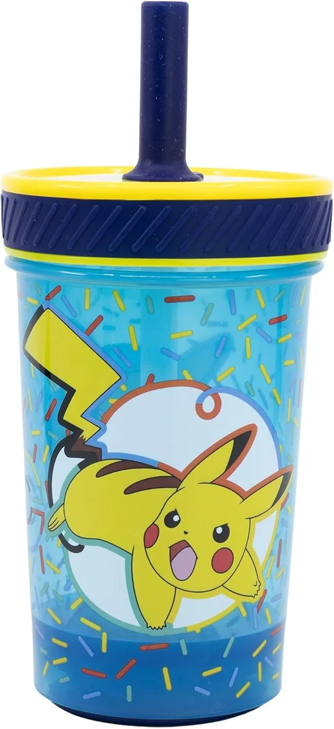 Stor ▫️ COPO PP COM PALHINHA DE SILICONE 370 ML POKEMON DOODLE GRIP
