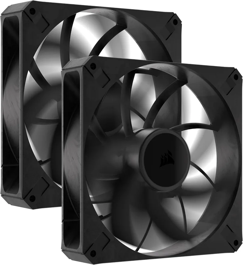 Corsair ▫️ RS140 MAX 140 mm PWM Thick Fans - Alta pressão estática - Construção em polímero de cristal líquido - Pacote duplo - Preto