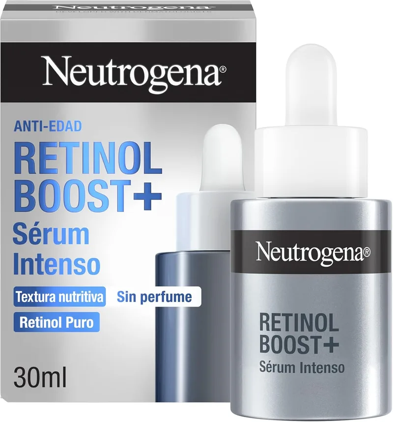Neutrogena ▫️ Retinol Boost+ Intense Night Serum (30 ml), sérum anti-envelhecimento com 0,23% de retinol puro, tratamento facial intensivo para reduzir os sinais de envelhecimento, sem perfume.