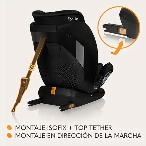 lionelo ▫️ LAVENDER I-SIZE Cadeira de carro para crianças de 76 a 150 cm Em conformidade com a Norma R129 i-Size Montagem virada para a frente com ISOFIX e cinto TT Ajuste do apoio de cabeça (Black Carbon) 3