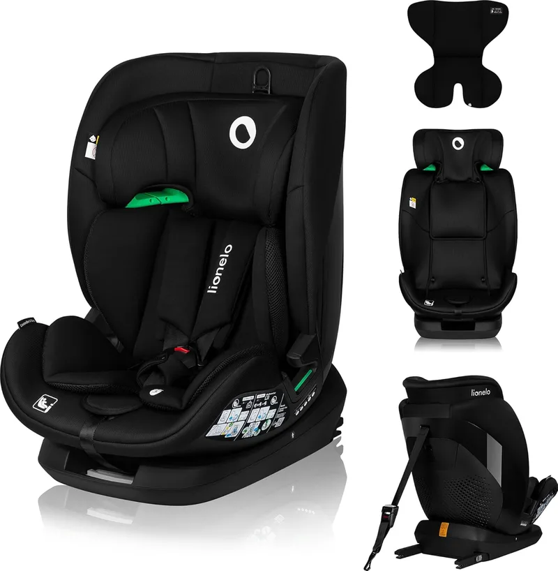 lionelo ▫️ LAVENDER I-SIZE Cadeira de carro para crianças de 76 a 150 cm Em conformidade com a Norma R129 i-Size Montagem virada para a frente com ISOFIX e cinto TT Ajuste do apoio de cabeça (Black Carbon) | Em conformidade com a Norma R129 i-Size, ISOFIX e cinto TT; ajuste do apoio de cabeça