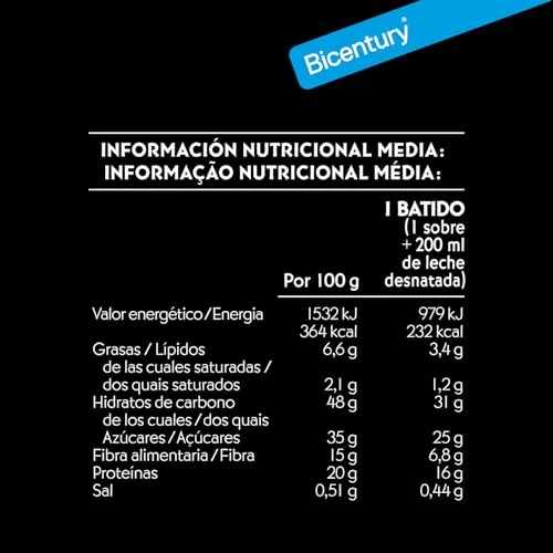 Bicentury ▫️ Batido substituto com proteína, sabor a chocolate, 16 g de proteína por batido, nutricionalmente completo com os nutrientes necessários para substituir uma refeição principal — Caixa de 5 unidades 2
