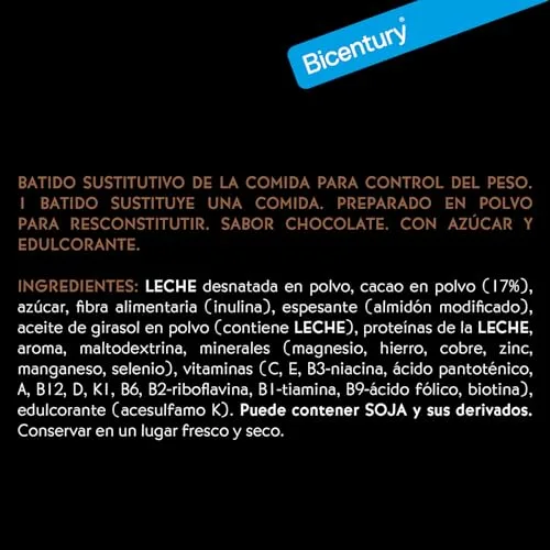 Bicentury ▫️ Batido substituto com proteína, sabor a chocolate, 16 g de proteína por batido, nutricionalmente completo com os nutrientes necessários para substituir uma refeição principal — Caixa de 5 unidades 4