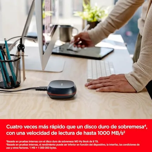 SanDisk ▫️ Desk Drive SSD 4 TB – unidade SSD externa de secretária, compatível com Windows e Mac, cópias de segurança automáticas, até 1000 MB/s, alta capacidade, formato exFAT, USB-C, USB 3.2 Gen 2 4