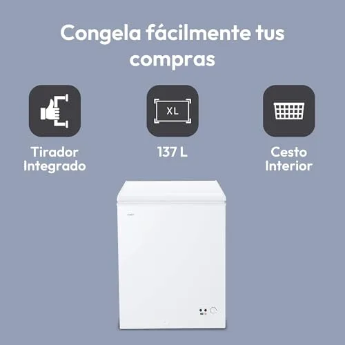 CANDY ▫️ CCHH 145E, Congelador Horizontal, Largura 70 cm, 137 L, Tecnologia Estática, 1 Cesto, Controlo Eletrónico Externo, Indicador de Temperatura, Alarme de Aumento de Temperatura, 39 dB, Branco 2