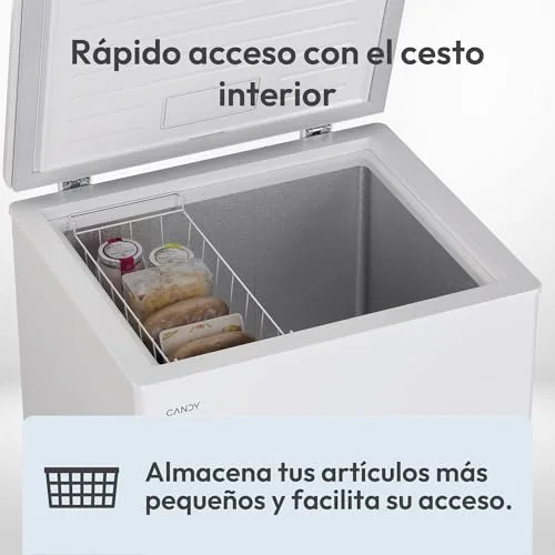 CANDY ▫️ CCHH 145E, Congelador Horizontal, Largura 70 cm, 137 L, Tecnologia Estática, 1 Cesto, Controlo Eletrónico Externo, Indicador de Temperatura, Alarme de Aumento de Temperatura, 39 dB, Branco 4