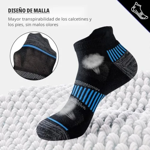 Niorasen ▫️ Meias desportivas para homem, 6 pares, curtas e almofadadas 5