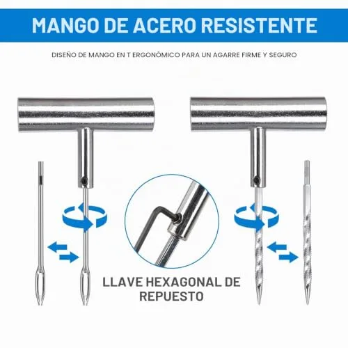 QUNNIE ▫️ Conjunto de reparação de pneus, 48 peças, ferramentas universais de reparação de pneus para reparação de furos e conectores, ferramentas de reparação para automóveis, motos, 4