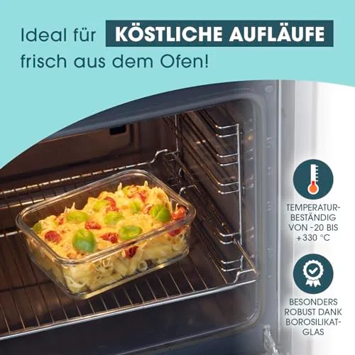 GOURMETmaxx ▫️ Klick-It - Recipientes de vidro para alimentos (3 unidades, 1,6 L, adequados para a máquina de lavar louça, micro-ondas e congelador) 4