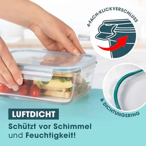 GOURMETmaxx ▫️ Klick-It - Recipientes de vidro para alimentos (3 unidades, 1,6 L, adequados para a máquina de lavar louça, micro-ondas e congelador) 5
