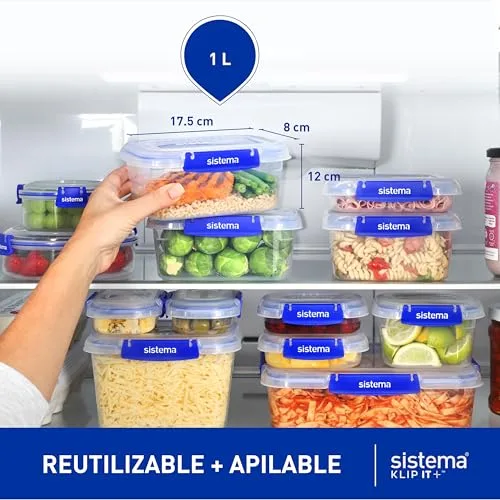 Sistema ▫️ KLIP IT PLUS – recipientes para armazenamento de alimentos | 1 L | Conjunto de 4 recipientes herméticos | Fecho hermético | Clips de fecho fácil 3