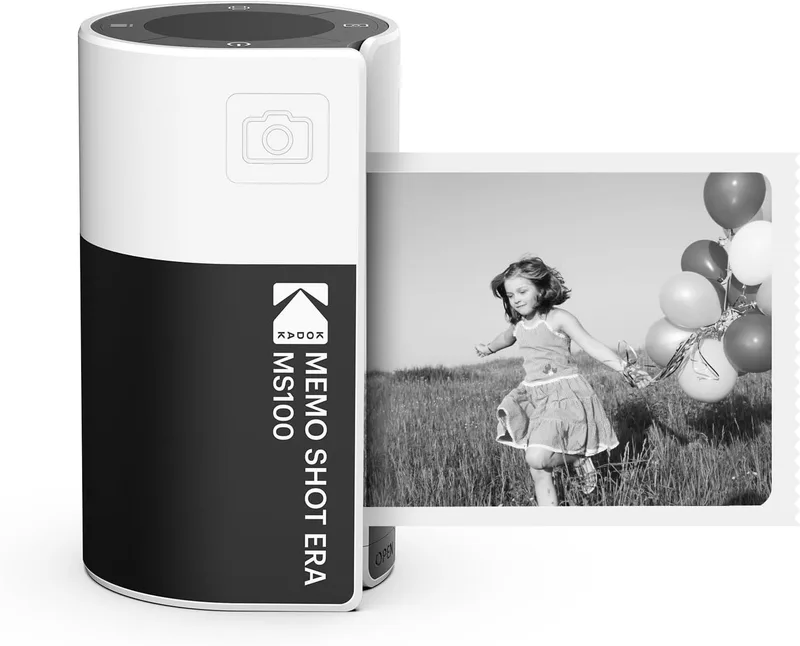 KODAK ▫️ Memo Shot ERA - Câmara digital instantânea e impressora de etiquetas fotográficas, cor branca (câmara com 1 rolo de cartucho de etiquetas One-Touch)