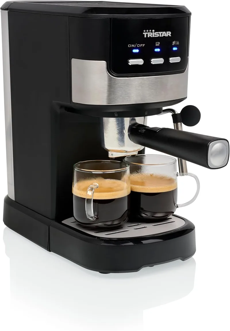 Tristar ▫️ Máquina de café expresso 2 chávenas de cada vez | Adequada para cápsulas Nespresso e café moído | Aquecedor de chávenas | Pode ser lavada na máquina de lavar loiça | 20 bar | 1100 W | CM-2278